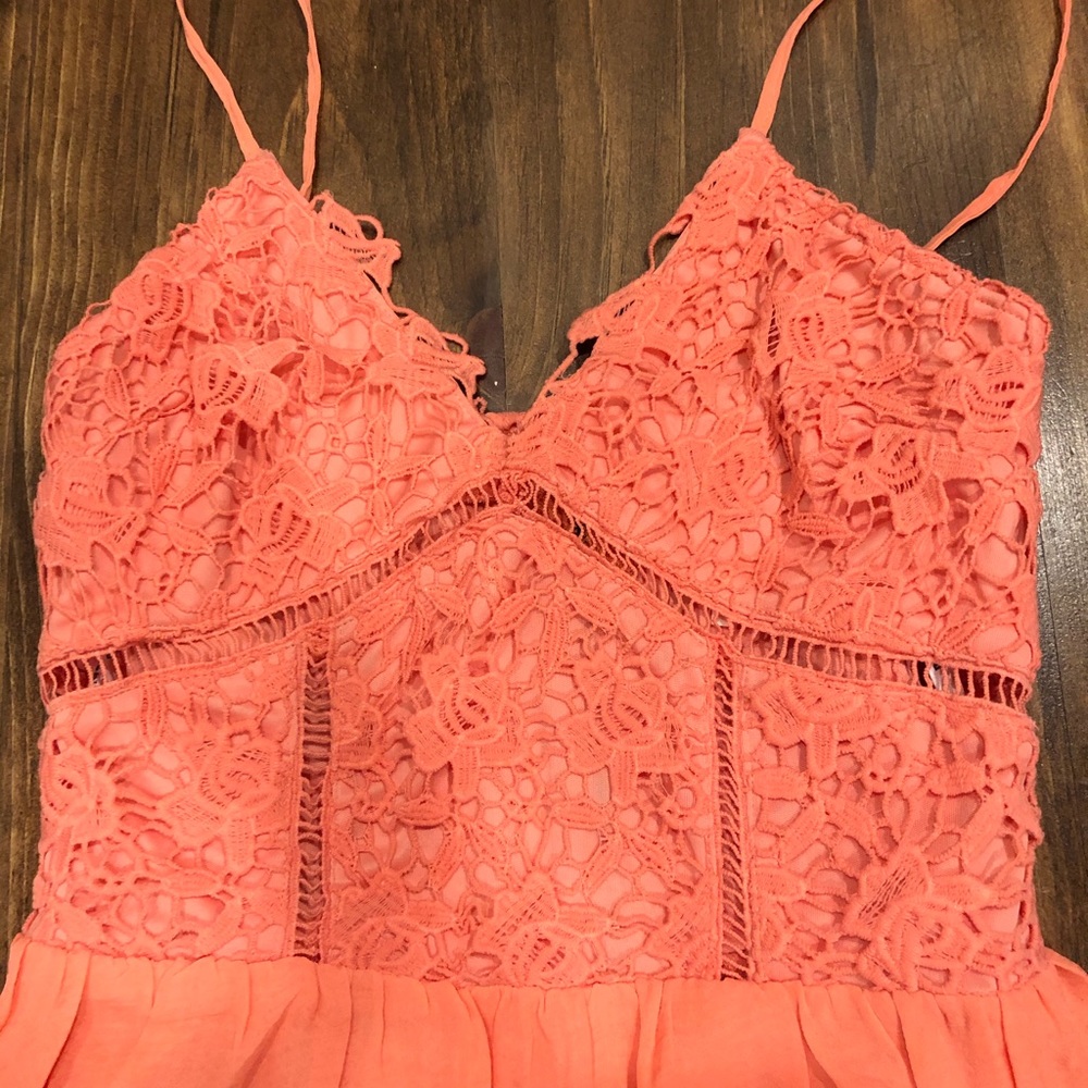 Coral Dress with cut out floral top detail - Picture 2 of 6